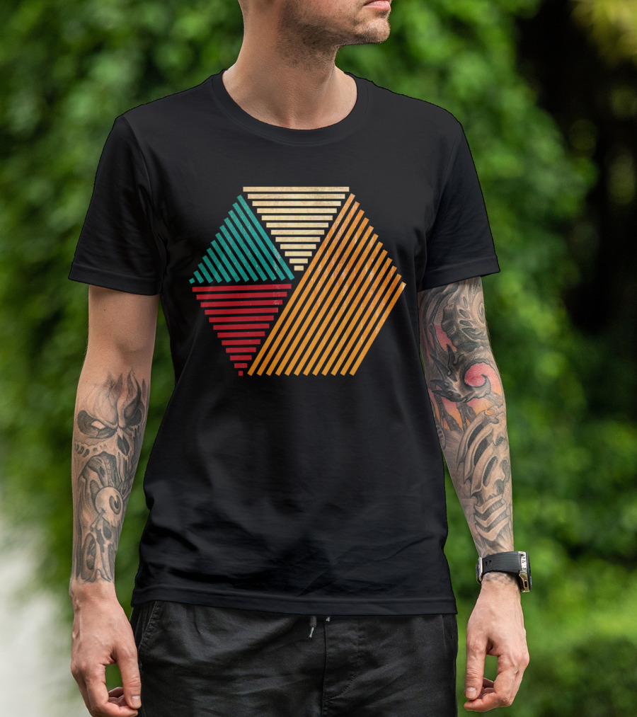 Line Art Geometric Multicolor Hexagon T-Shirt