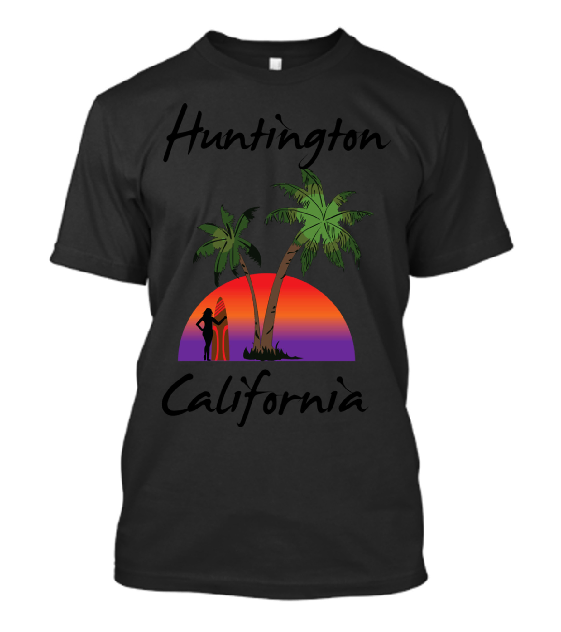 Huntington Beach California Sunset Palms Surf T-Shirt