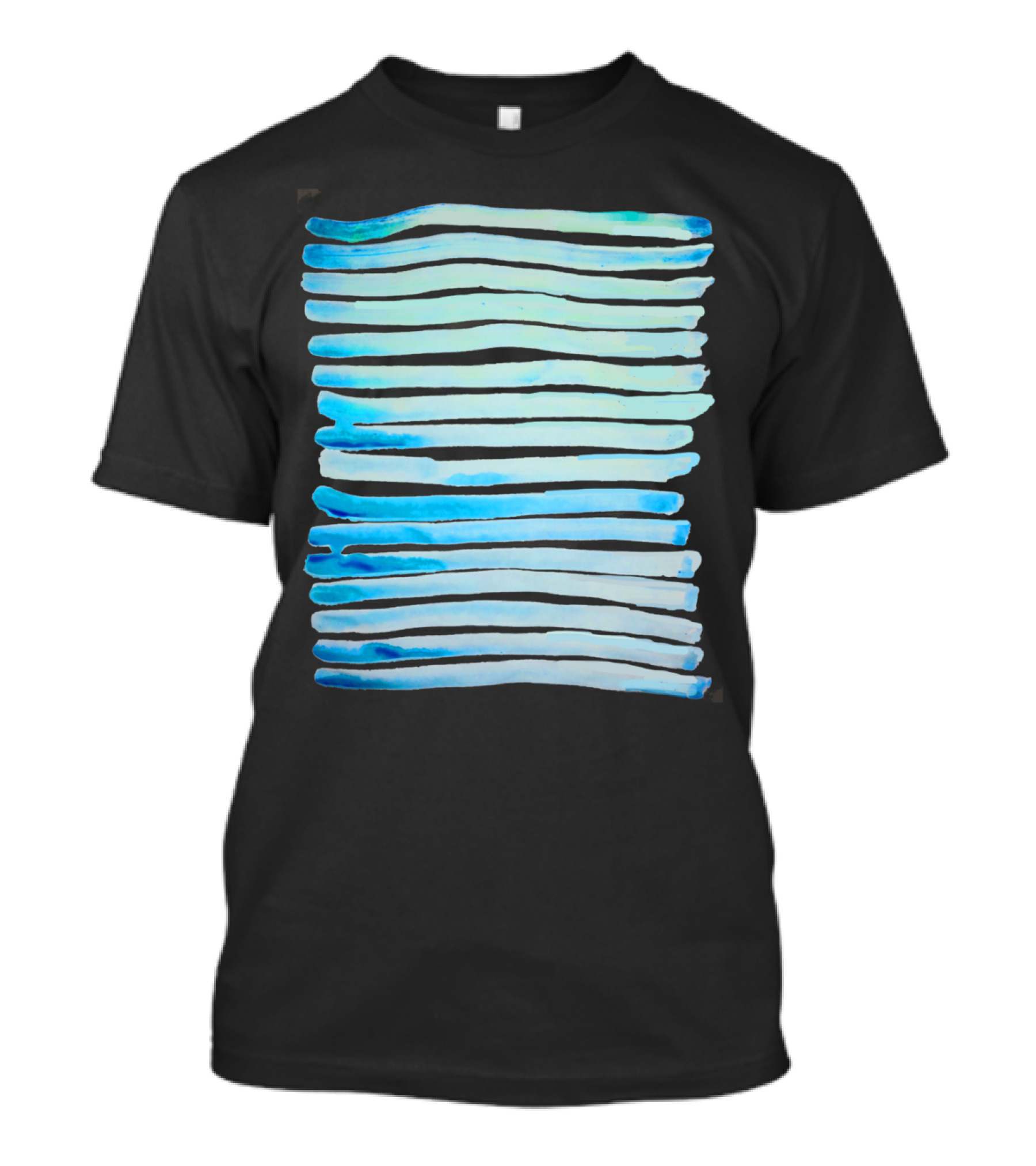 New Year Blue Water Lines Abstract Wave Stripes T-Shirt