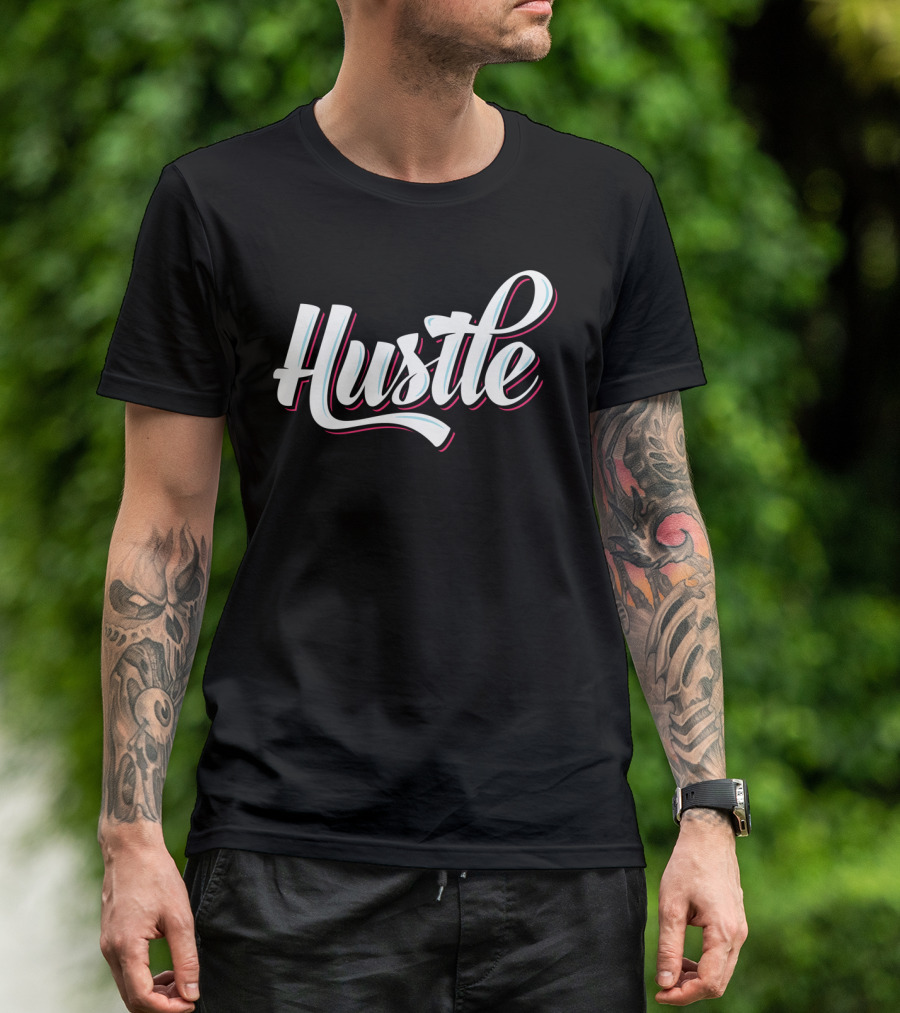 Hustle Retro Style Typography T-Shirt