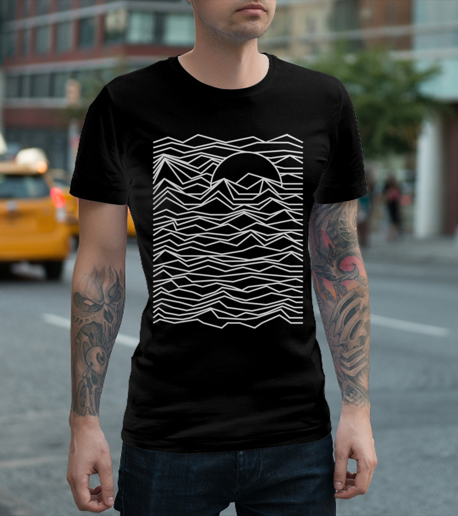 Line Mountain Landscape Sun Horizon T-Shirt