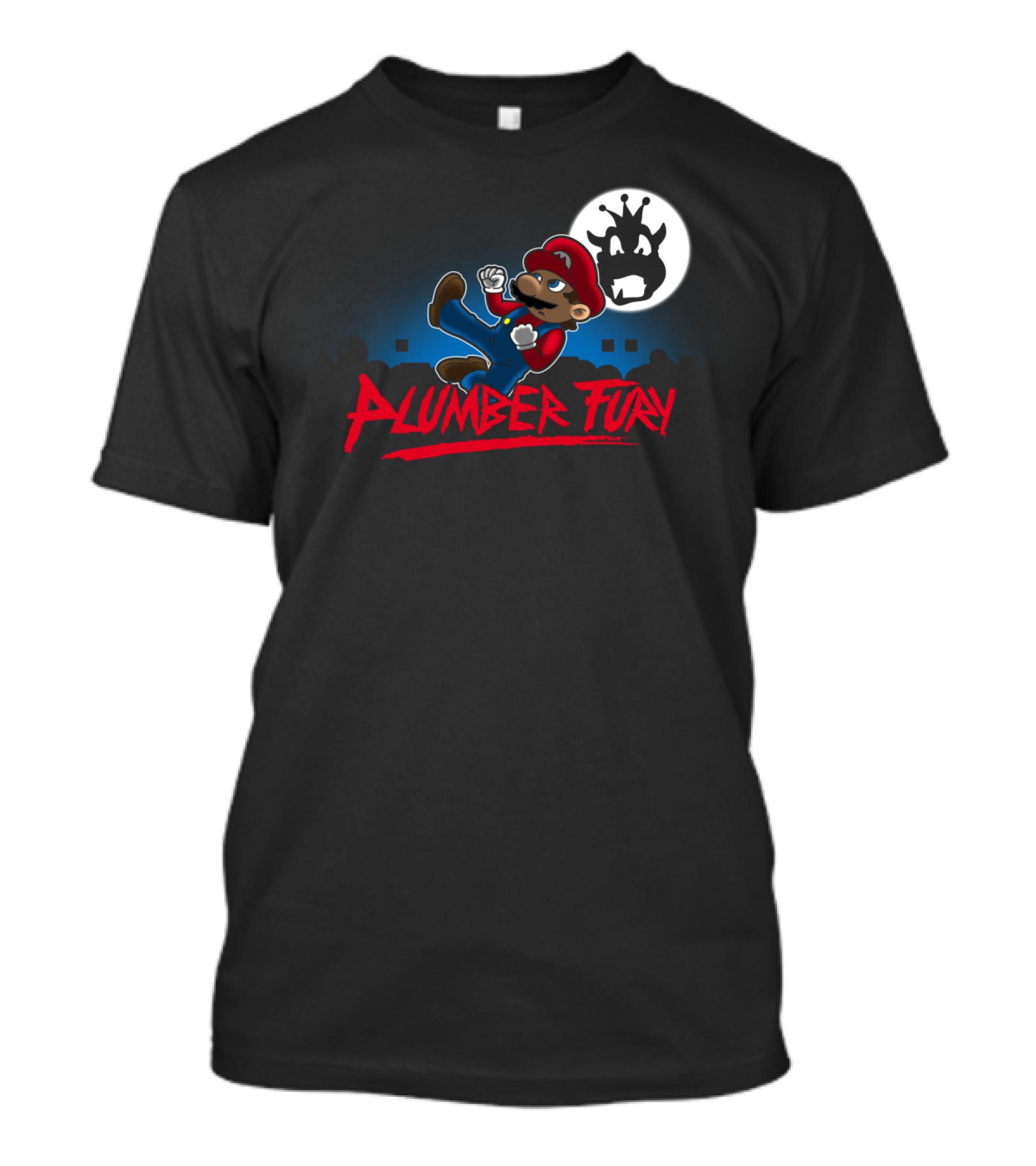 Plumber Fury Mario Parody Bowser Silhouette Gaming T-Shirt