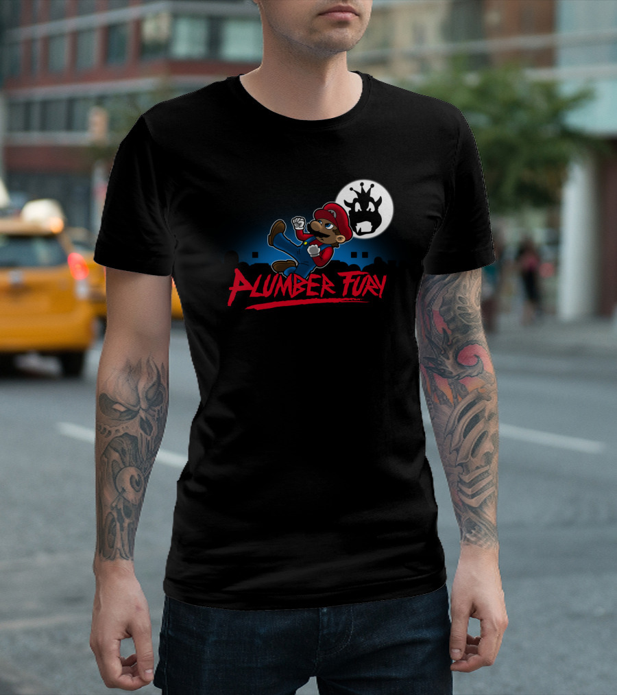 Plumber Fury Mario Parody Bowser Silhouette Gaming T-Shirt