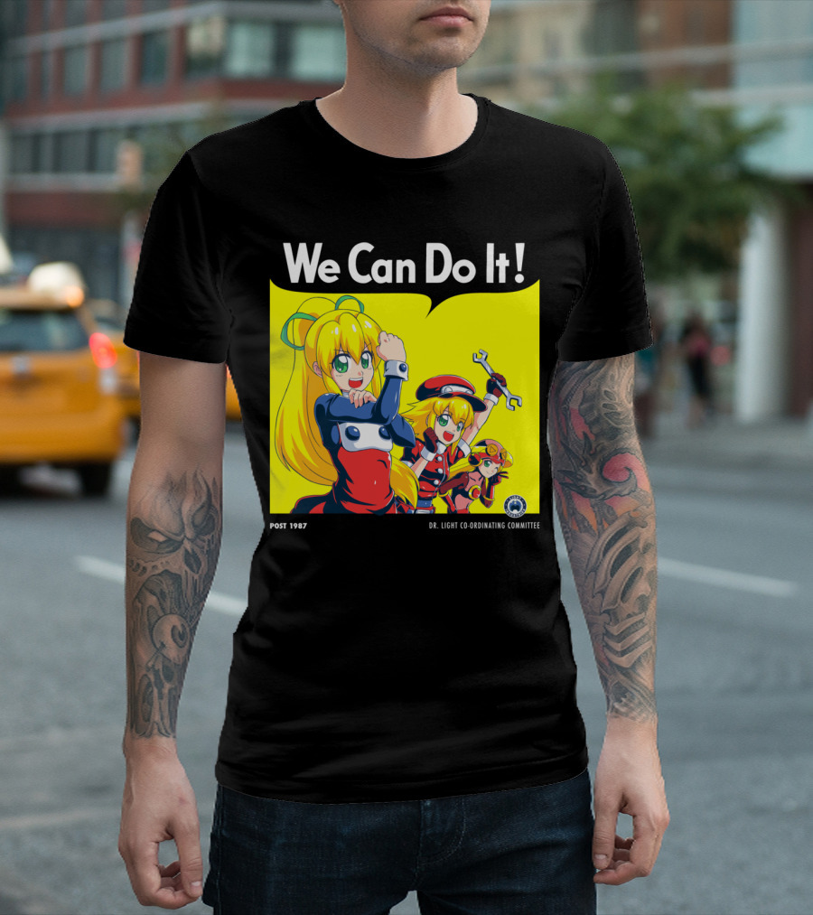 We Can Do It Post 1987 Dr. Light Co-Ordinating Committee Megaman T-Shirt