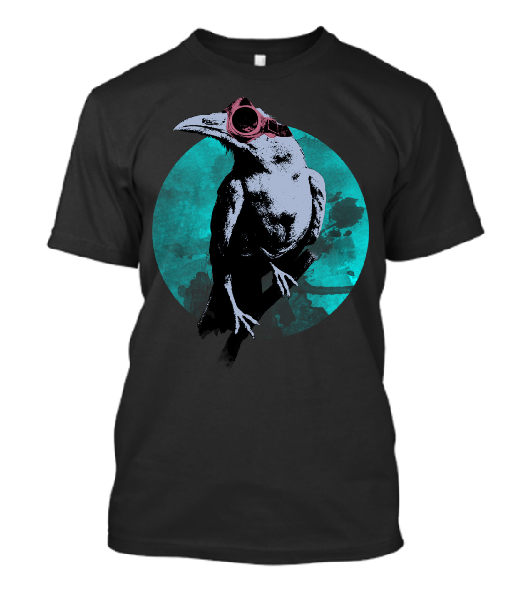 Moon Raven With Goggles On Turquoise Background T-Shirt