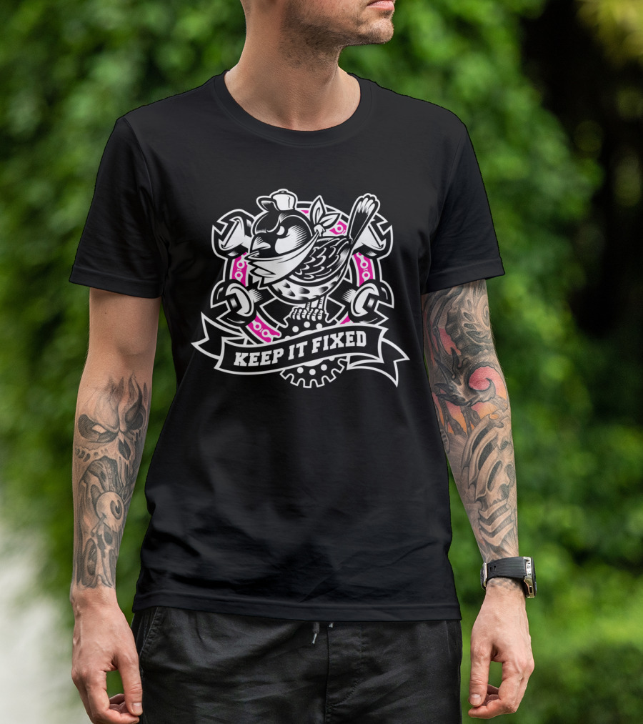 KEEP IT FIXED Bird With Wrench And Gear T-Shirt