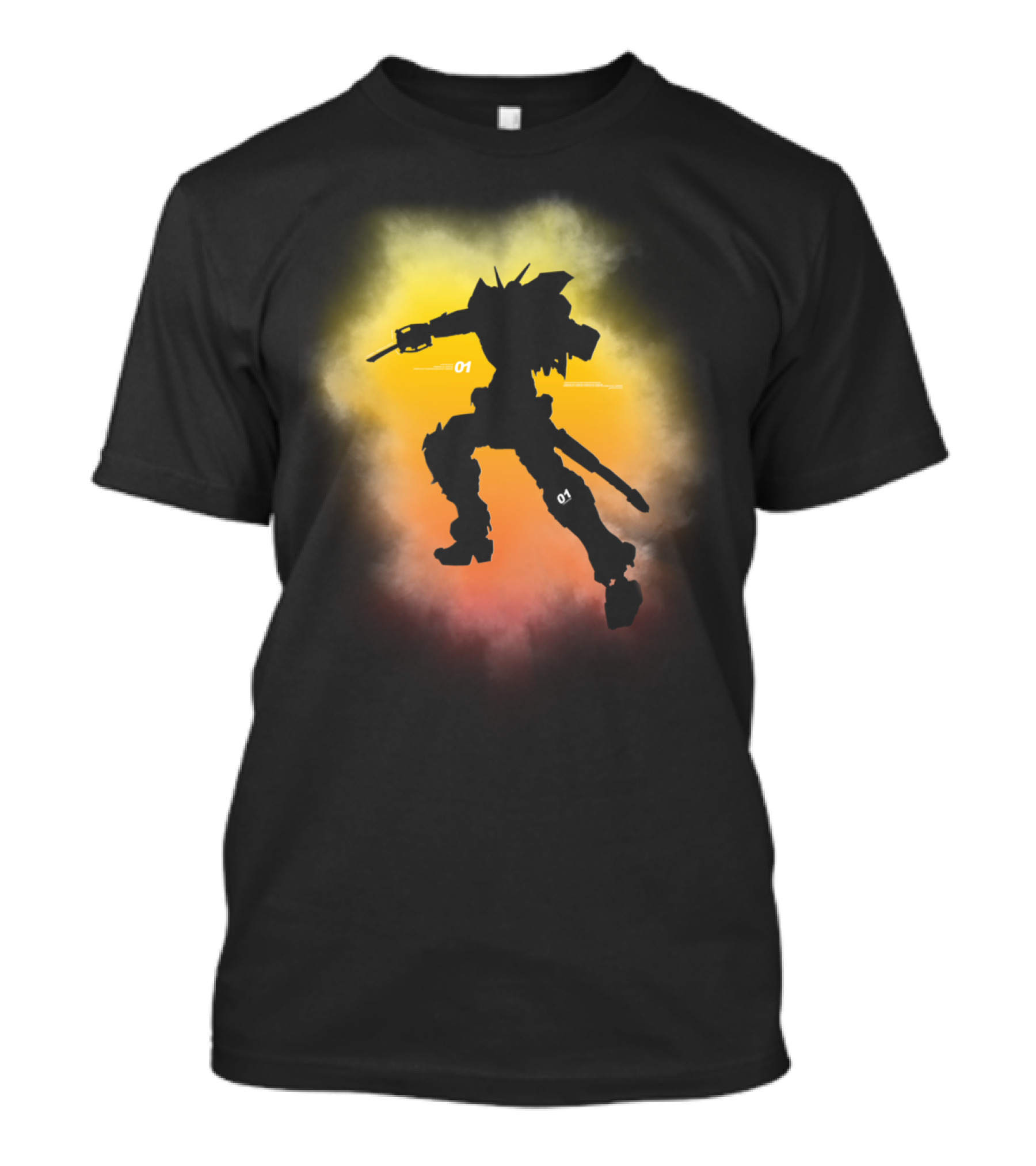 Neon Mecha Silhouette 01 Robot T-Shirt