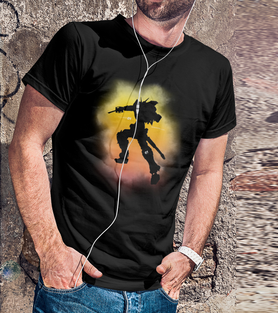 Neon Mecha Silhouette 01 Robot T-Shirt