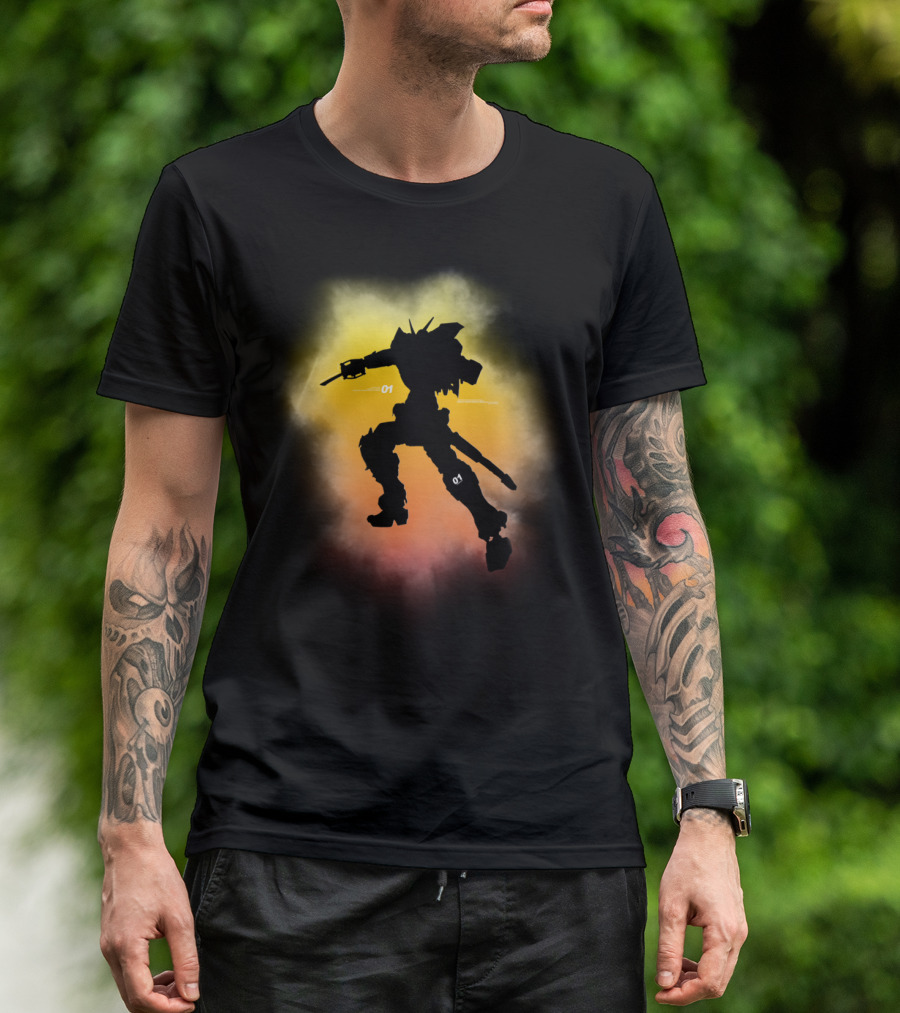 Neon Mecha Silhouette 01 Robot T-Shirt