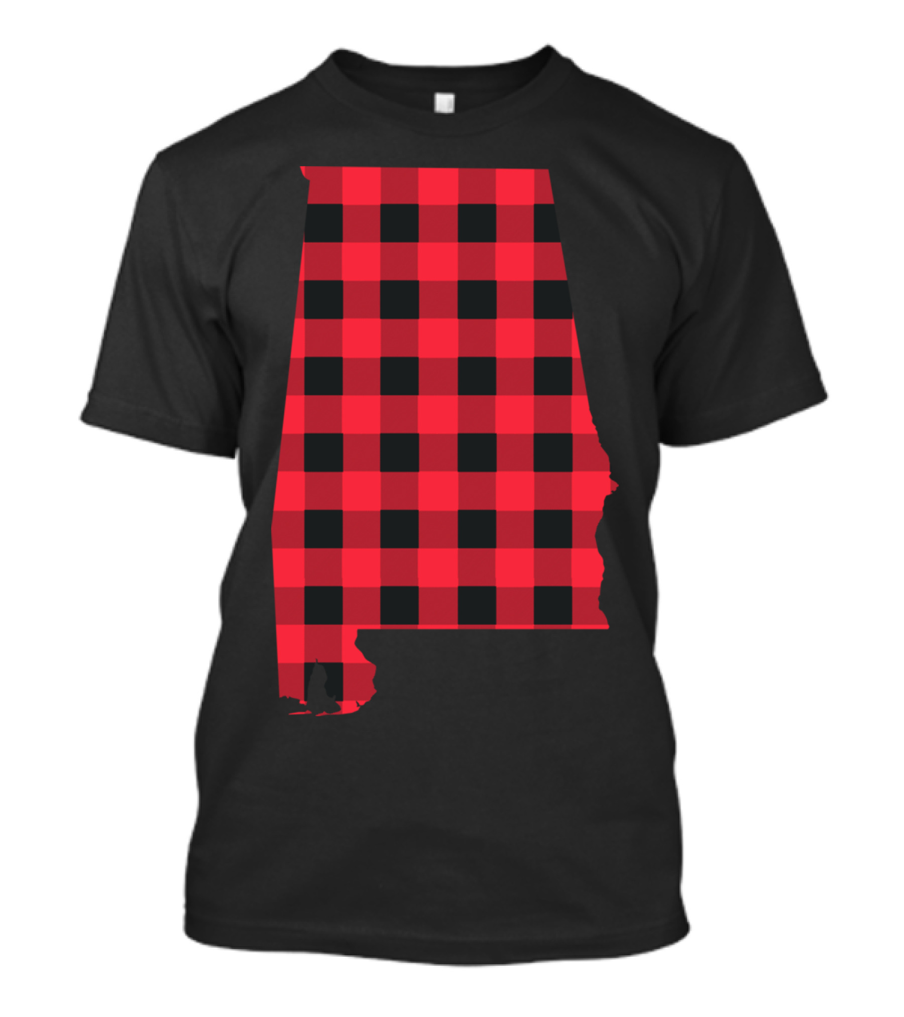 Red And Black Checkered State Of Alabama Map T-Shirt