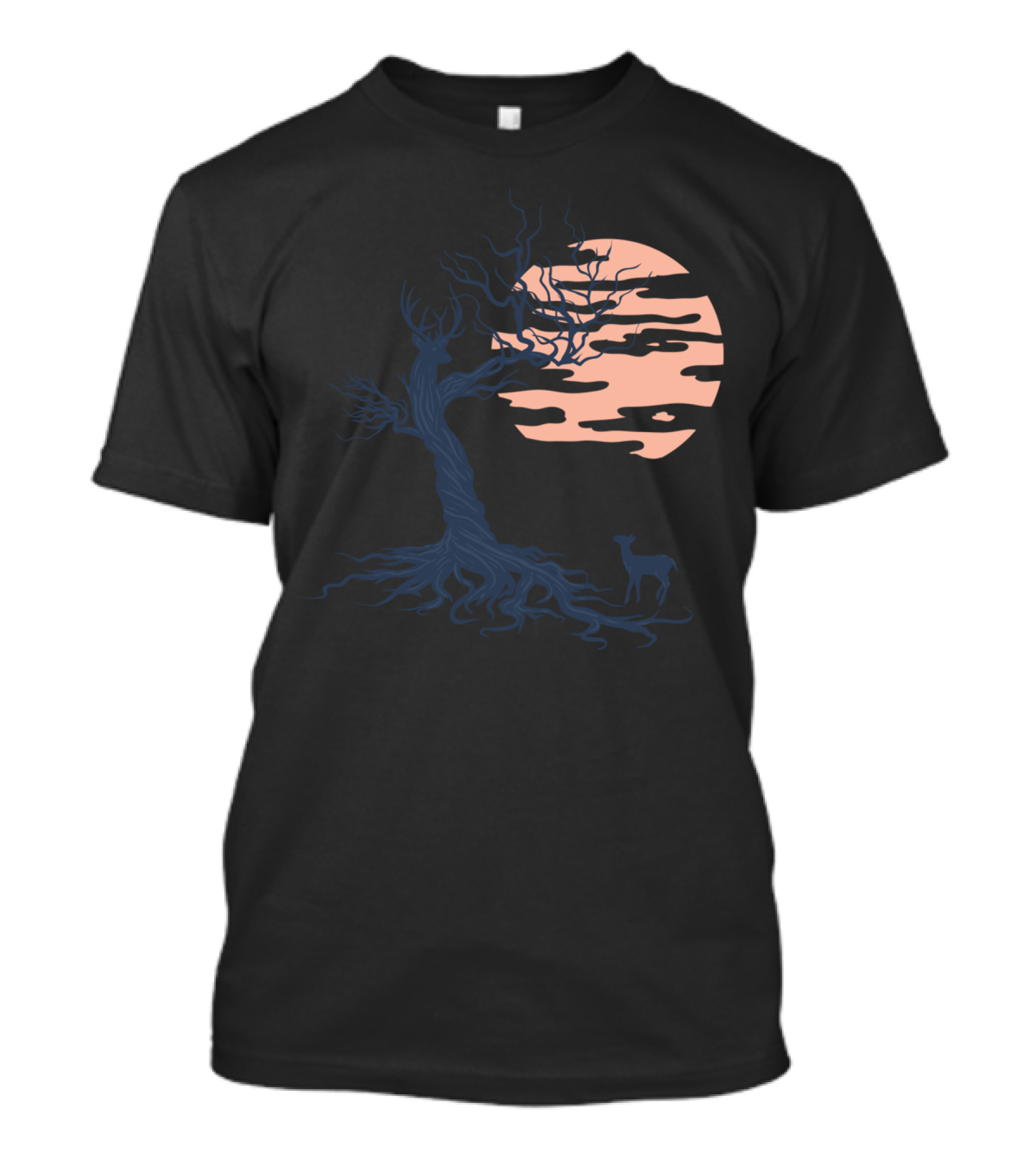 Family Tree Moonlit Deer Scene T-Shirt