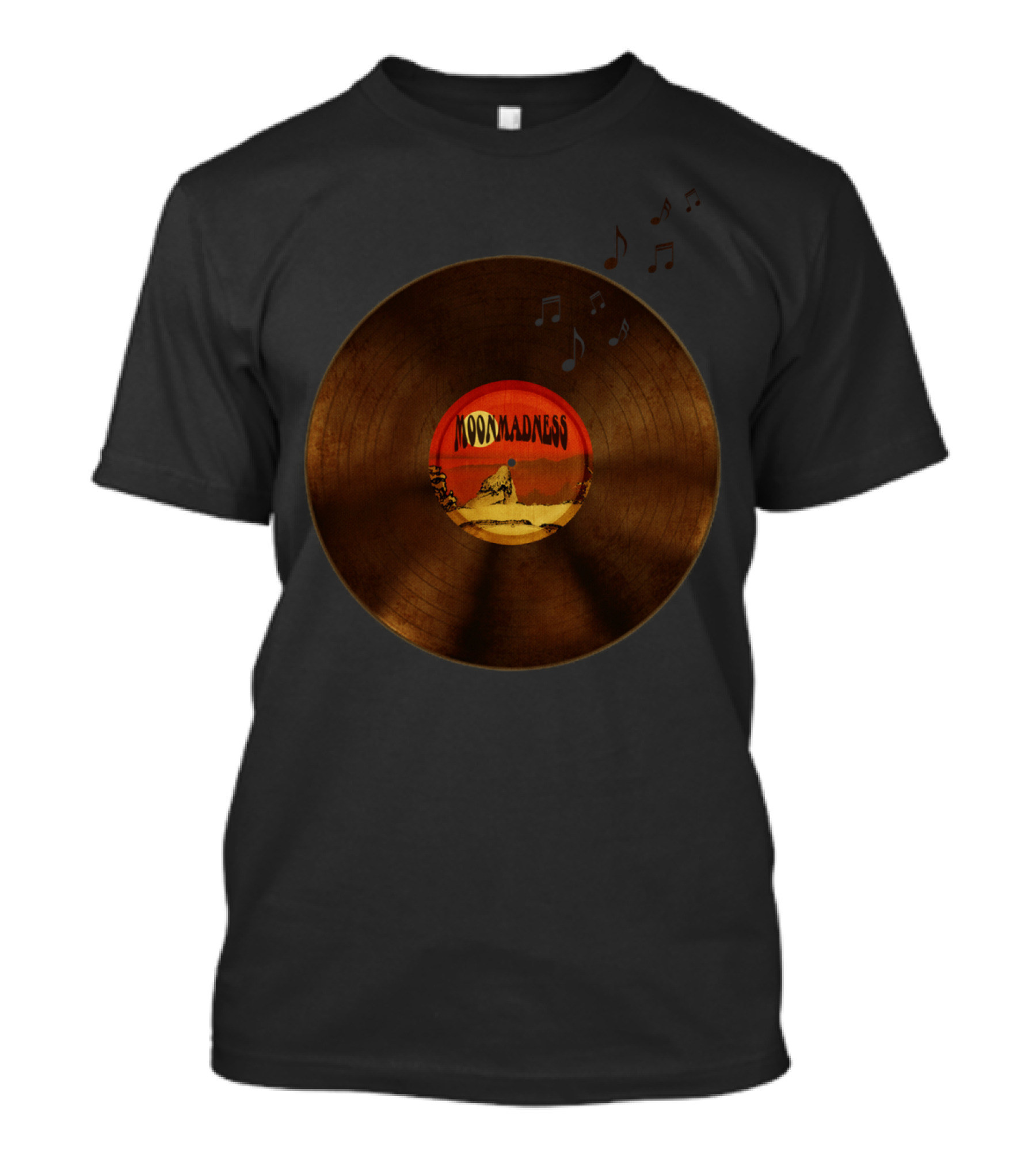 Moonmadness Record With Musical Notes And Moon Scene T-Shirt