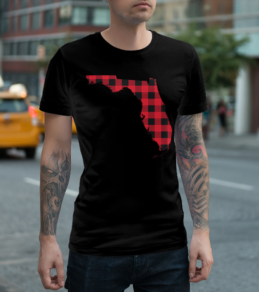 Red And Black Checkered State of Florida T-Shirt