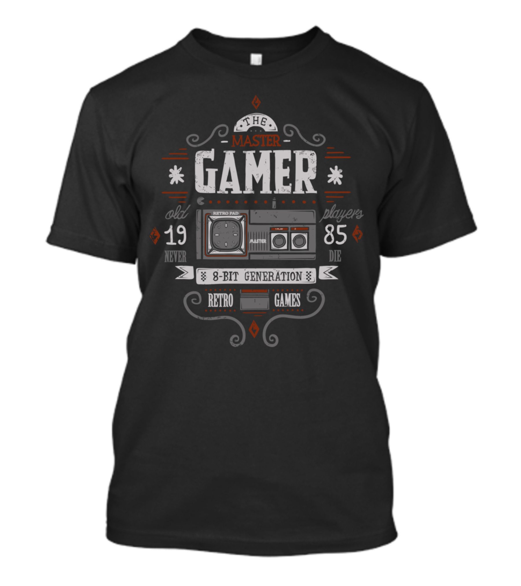 The Master Gamer Retro Pad 8-Bit Generation Old Players Never Die 1985 Retro Games T-Shirt