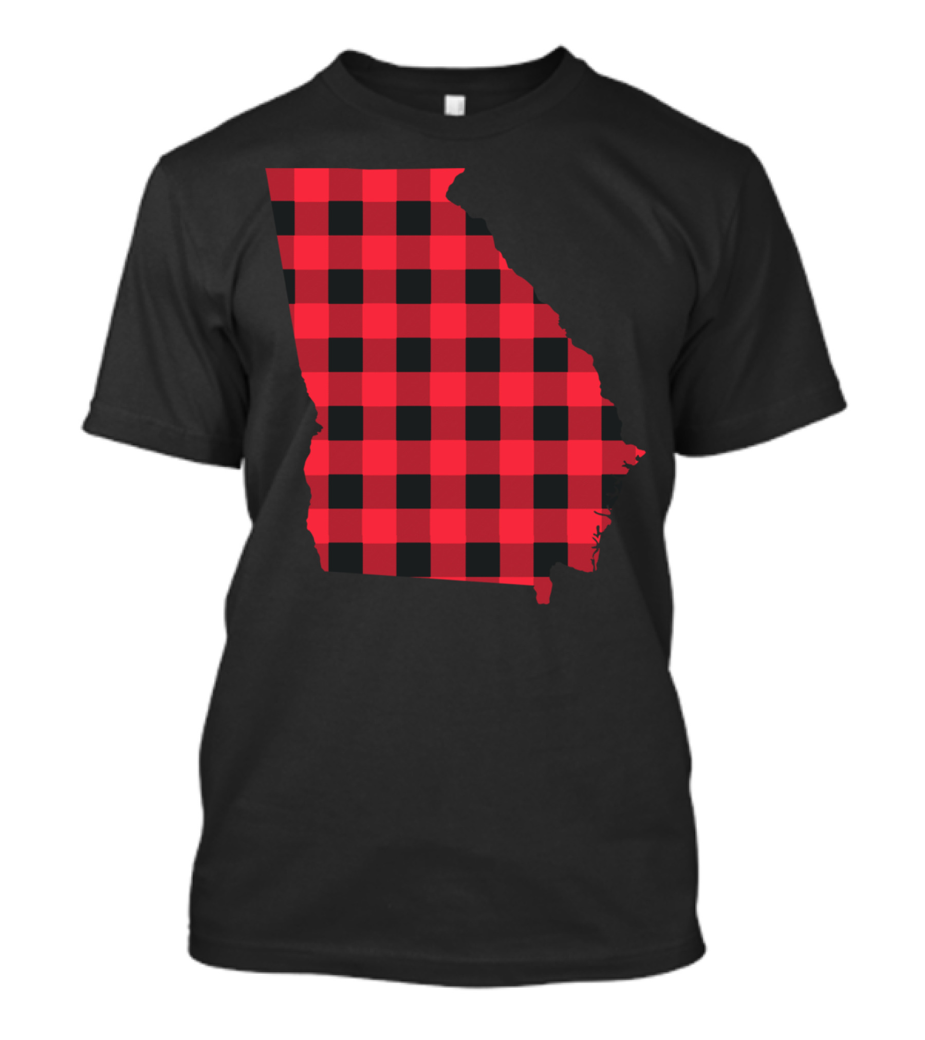 Red And Black Checkered State Of Georgia T-Shirt