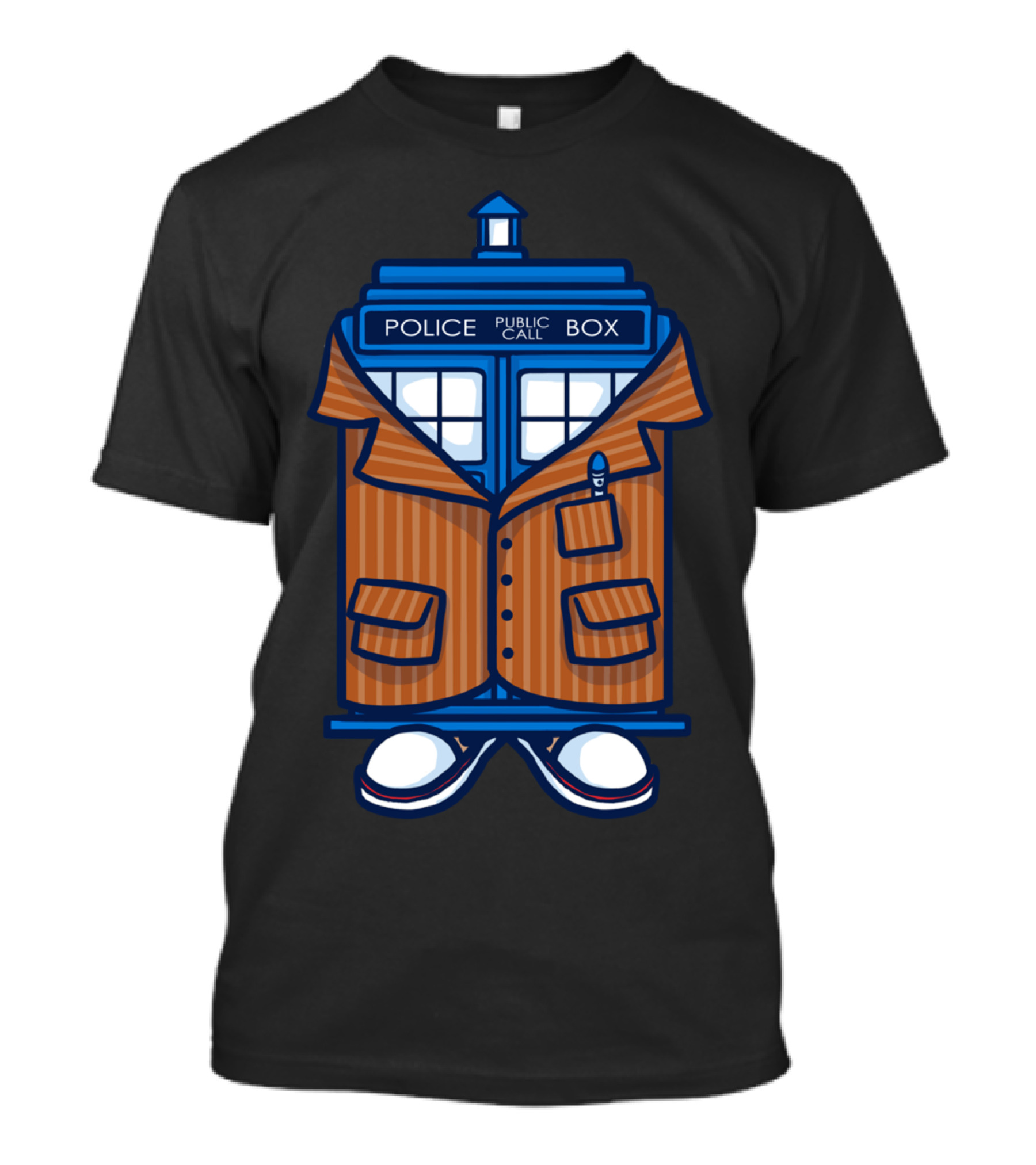 10th Doctor Tardis Fashion Fusion With Striped Suit T-Shirt
