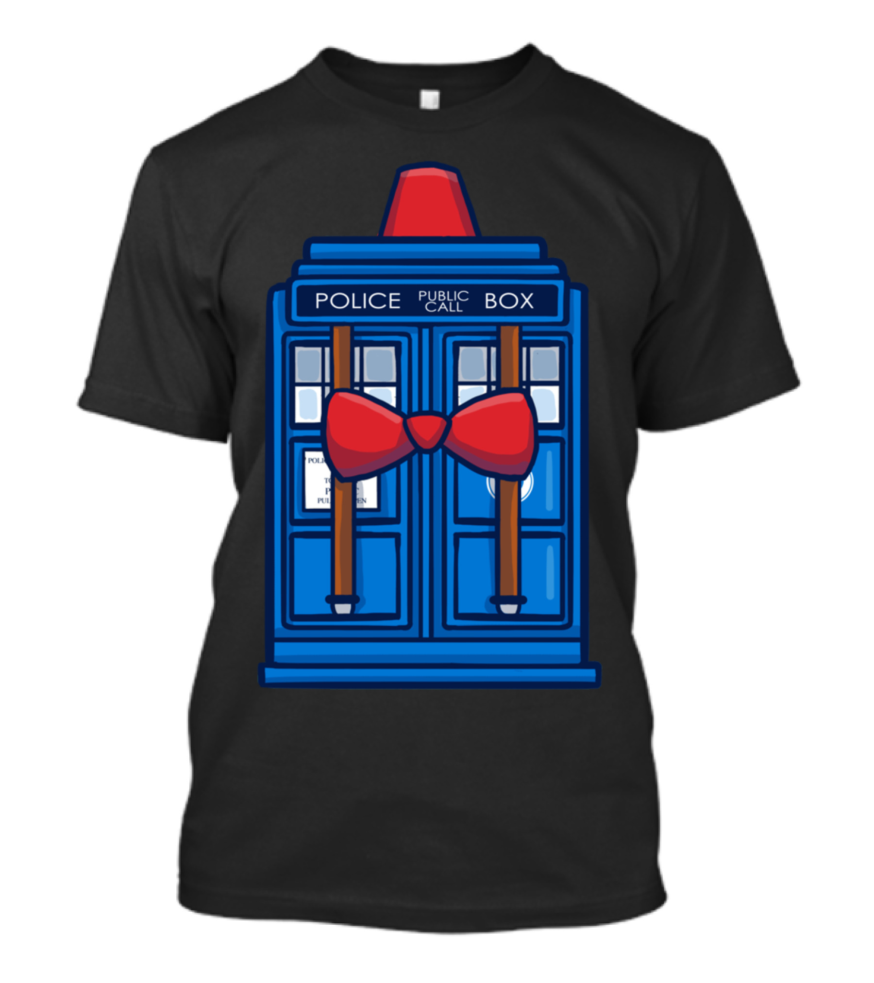 Tardis Police Box With Red Bow Tie Doctor Who 11th Doctor T-Shirt
