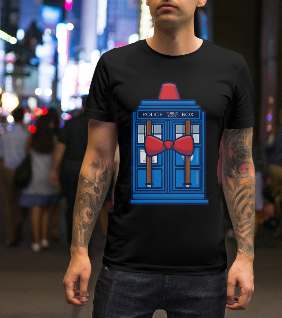 Tardis Police Box With Red Bow Tie Doctor Who 11th Doctor T-Shirt