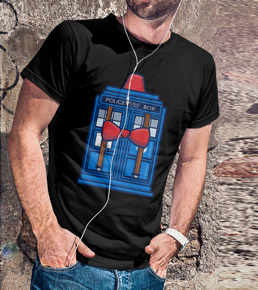Tardis Police Box With Red Bow Tie Doctor Who 11th Doctor T-Shirt