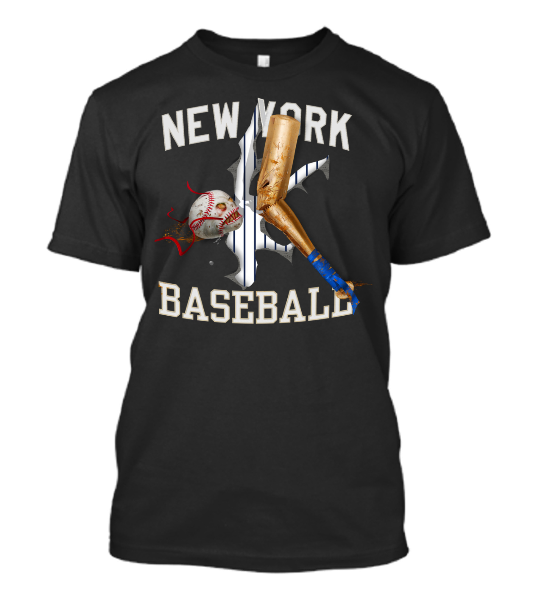 New York Baseball Cracked Emblem Golden Bat Alternate Colorway T-Shirt