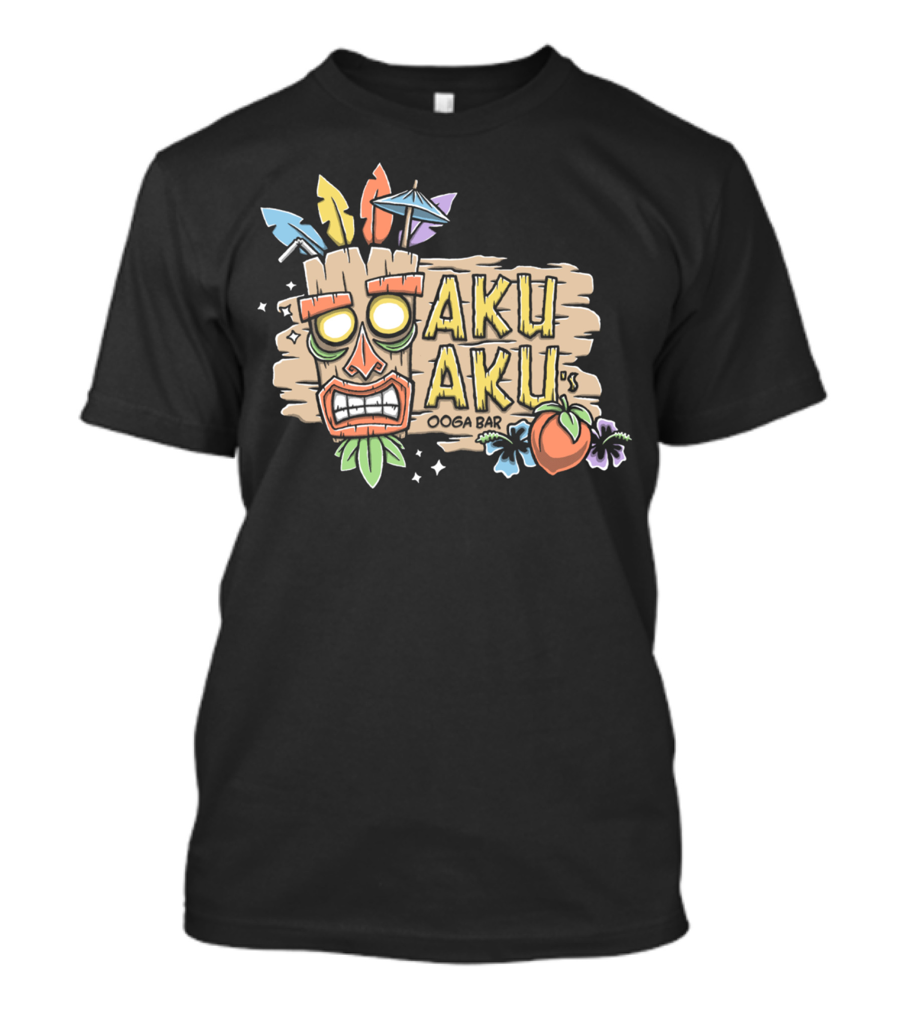 AKU AKU's Ooga Bar Tiki Mask With Tropical Elements T-Shirt