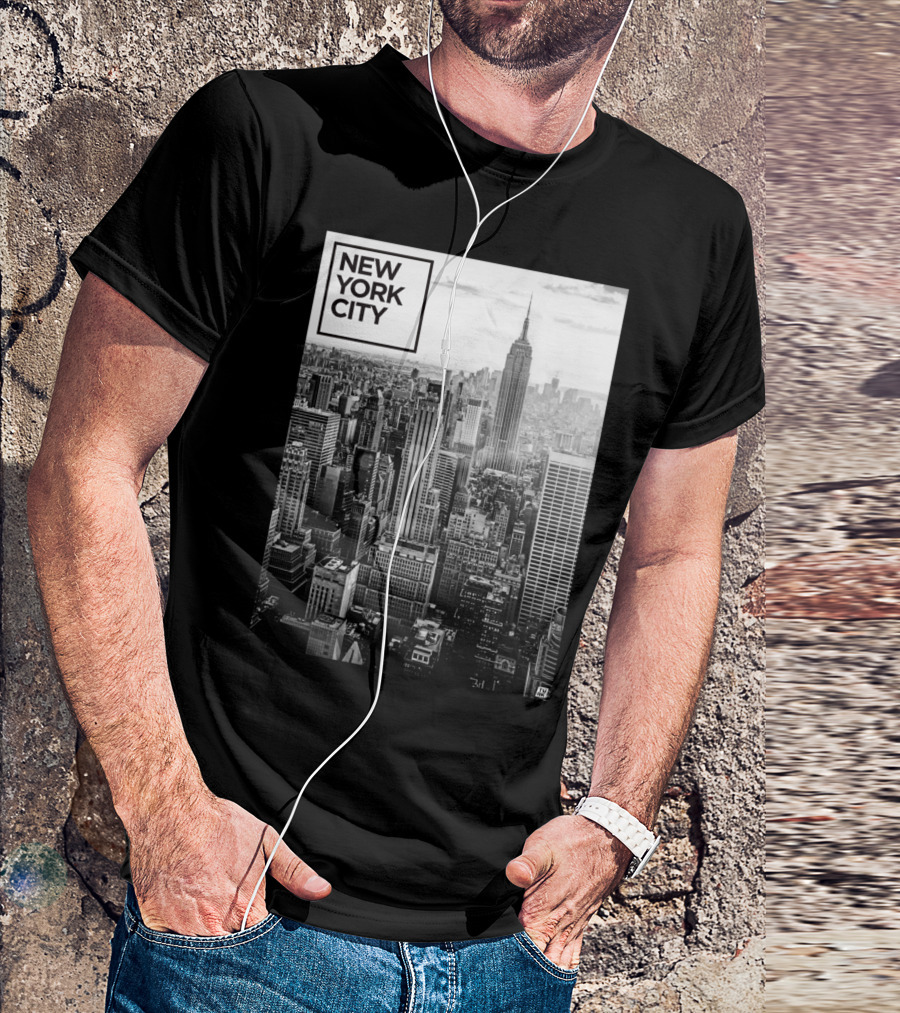 New York City Black And White Skyline Empire State Building T-Shirt