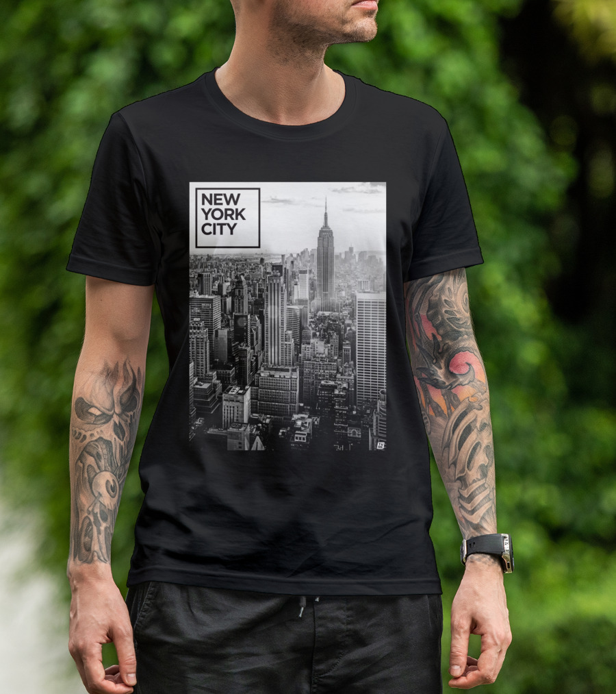 New York City Black And White Skyline Empire State Building T-Shirt