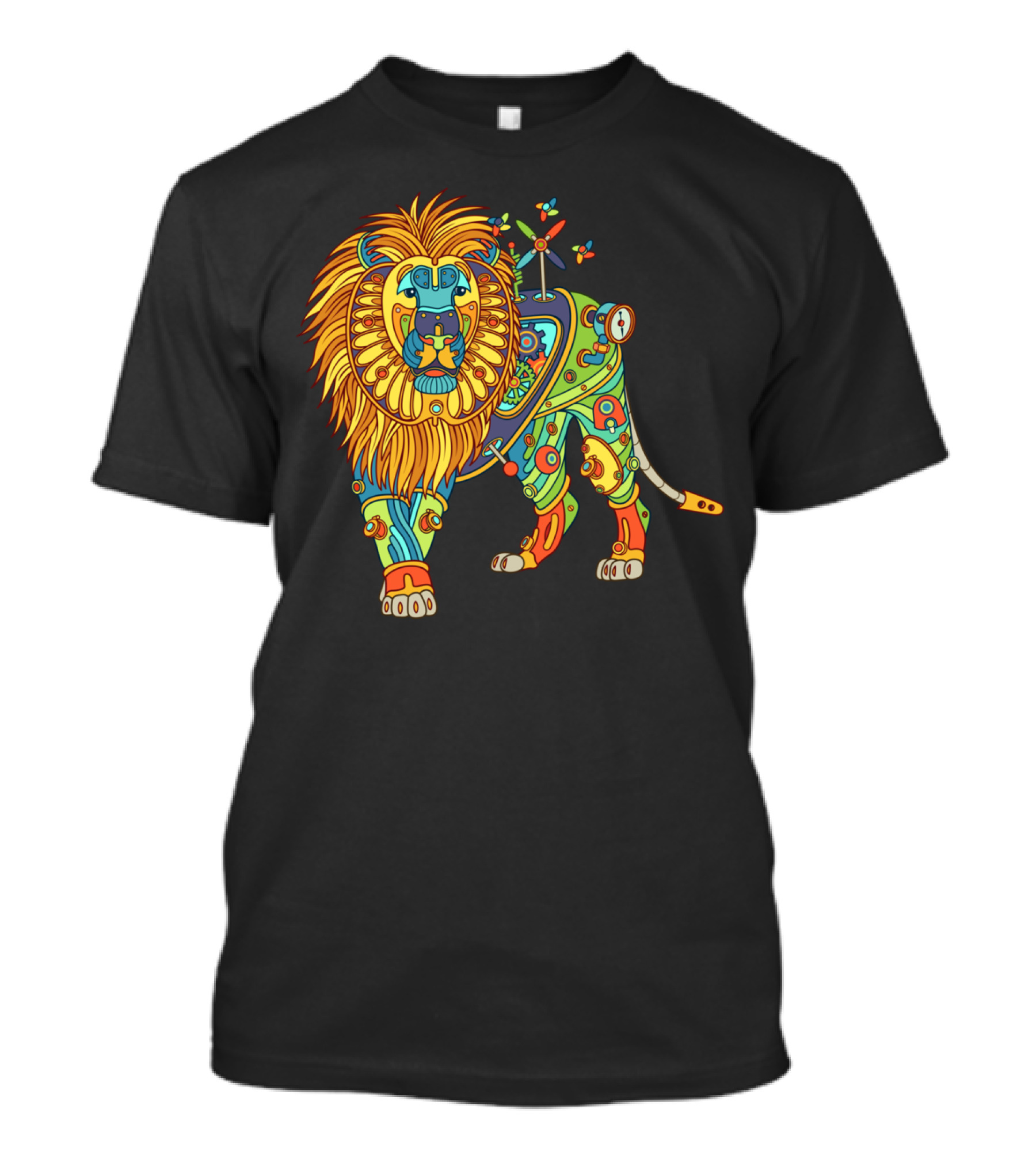 Lion Cool Adults Psychedelic Mech Steampunk T-Shirt