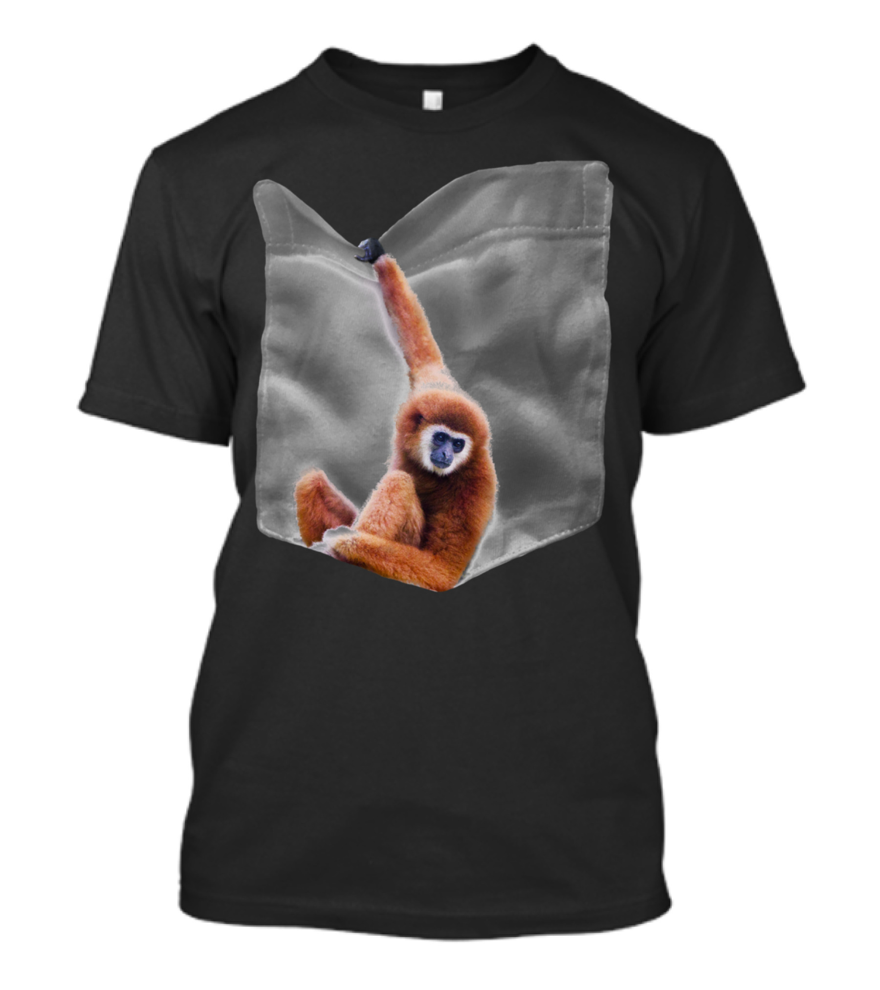 Pocket Monkey Brown Gibbon Hanging Out T-Shirt