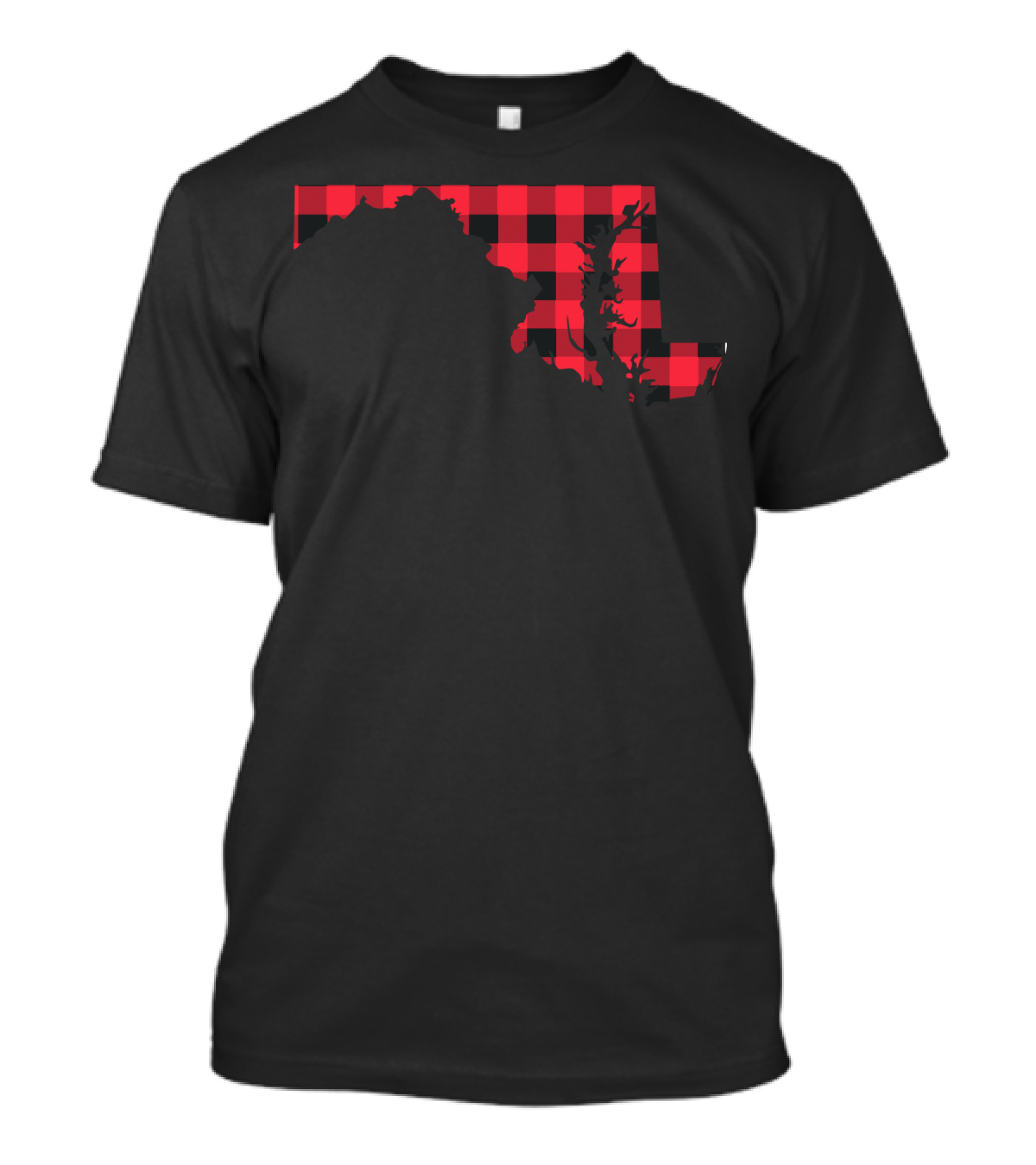 Red And Black Checkered Maryland Map T-Shirt