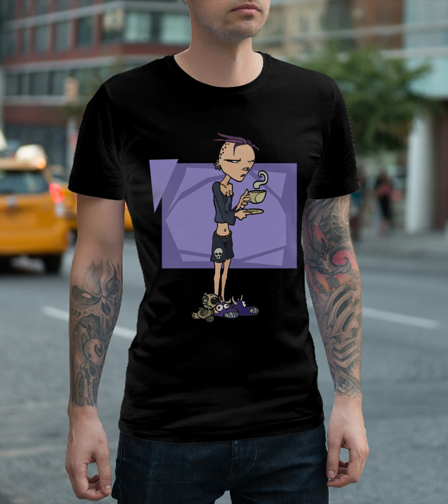 Morning Coffee Germaine Skull Slippers Comic T-Shirt