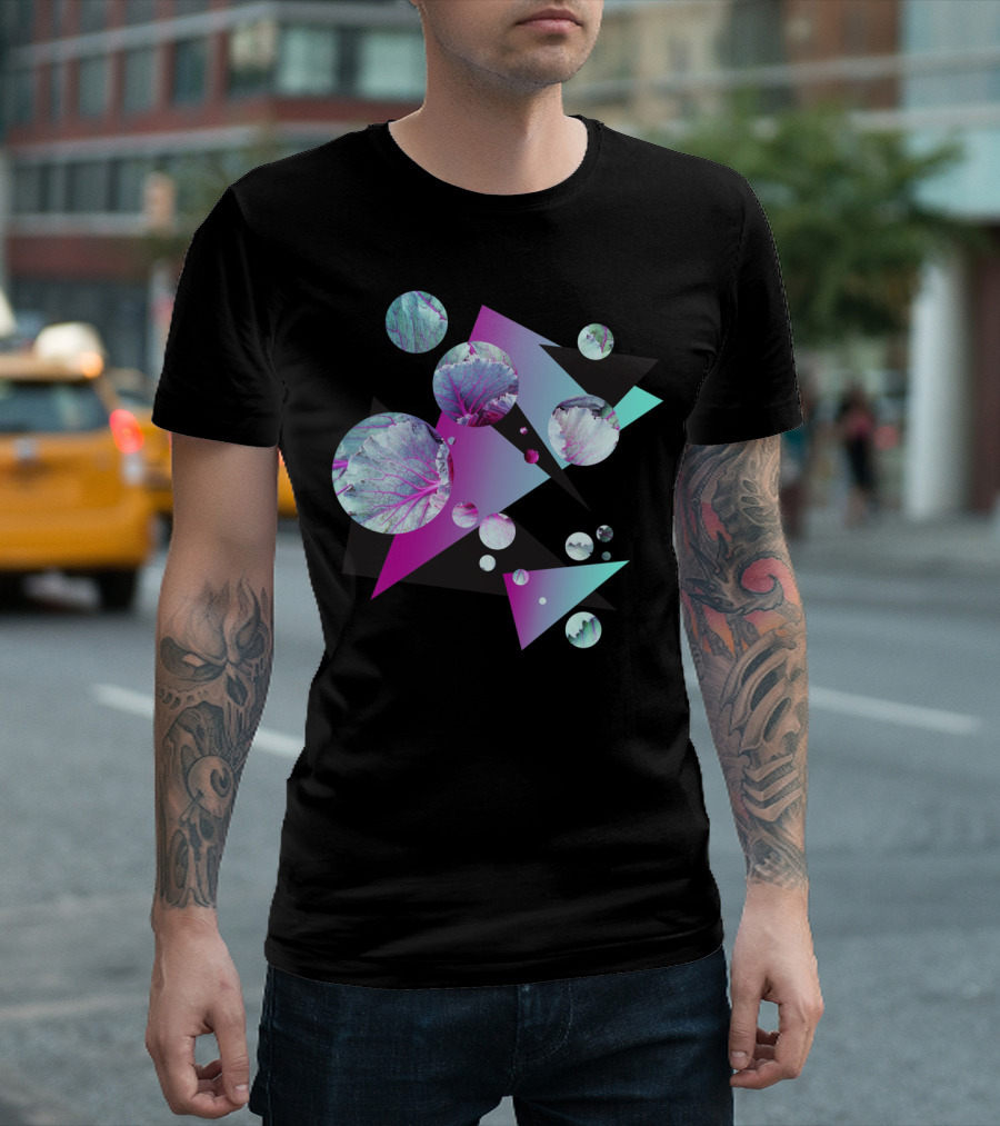 Cool Vibes Gradient Geometric Leaf Abstract T-Shirt