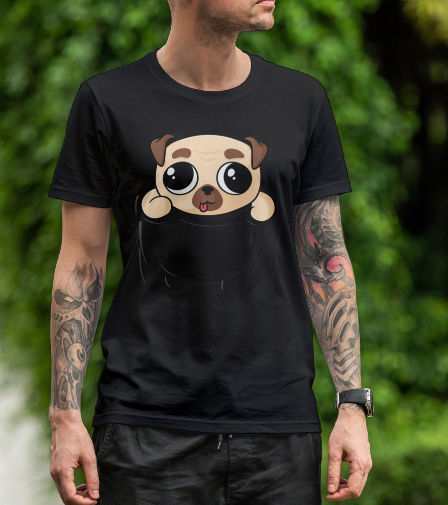 Pocket Pug Puppy In Cartoon T-Shirt