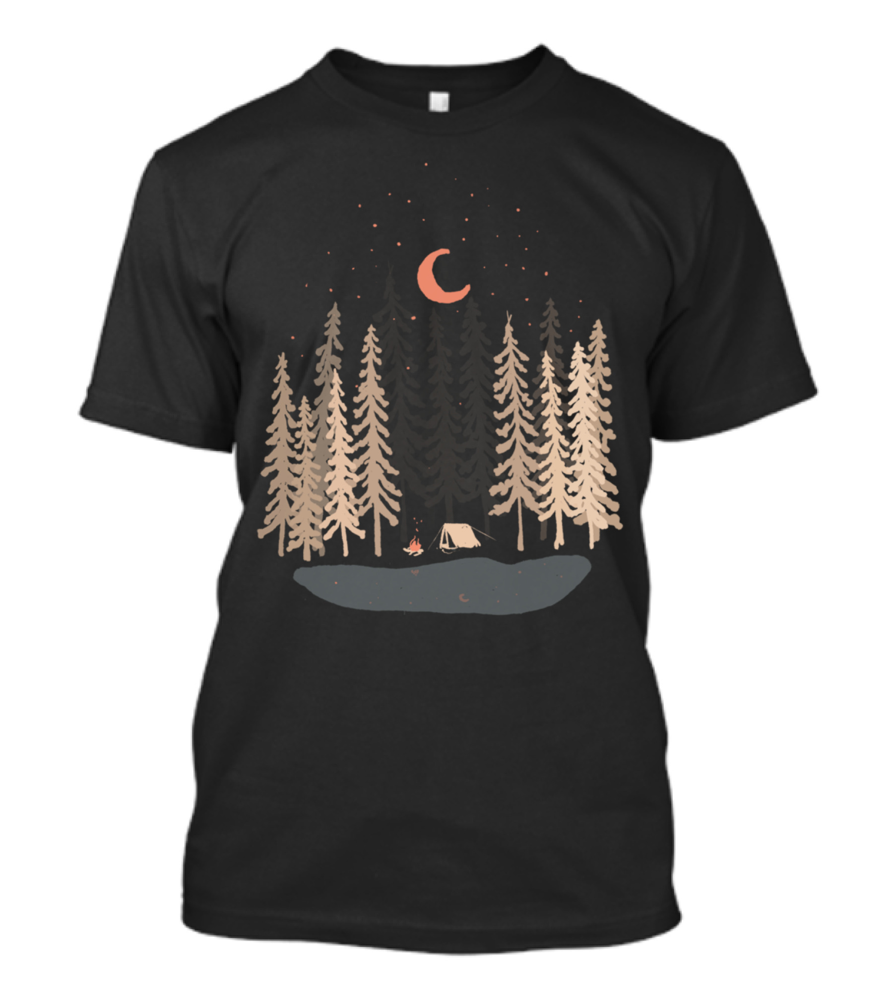 Feeling Small Under Night Sky With Forest And Campfire T-Shirt