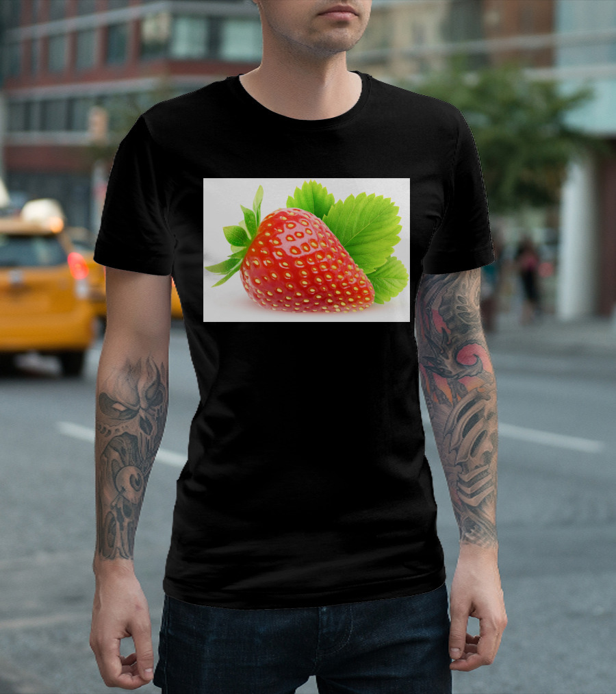 Strawberry Fruit With Green Leaves T-Shirt
