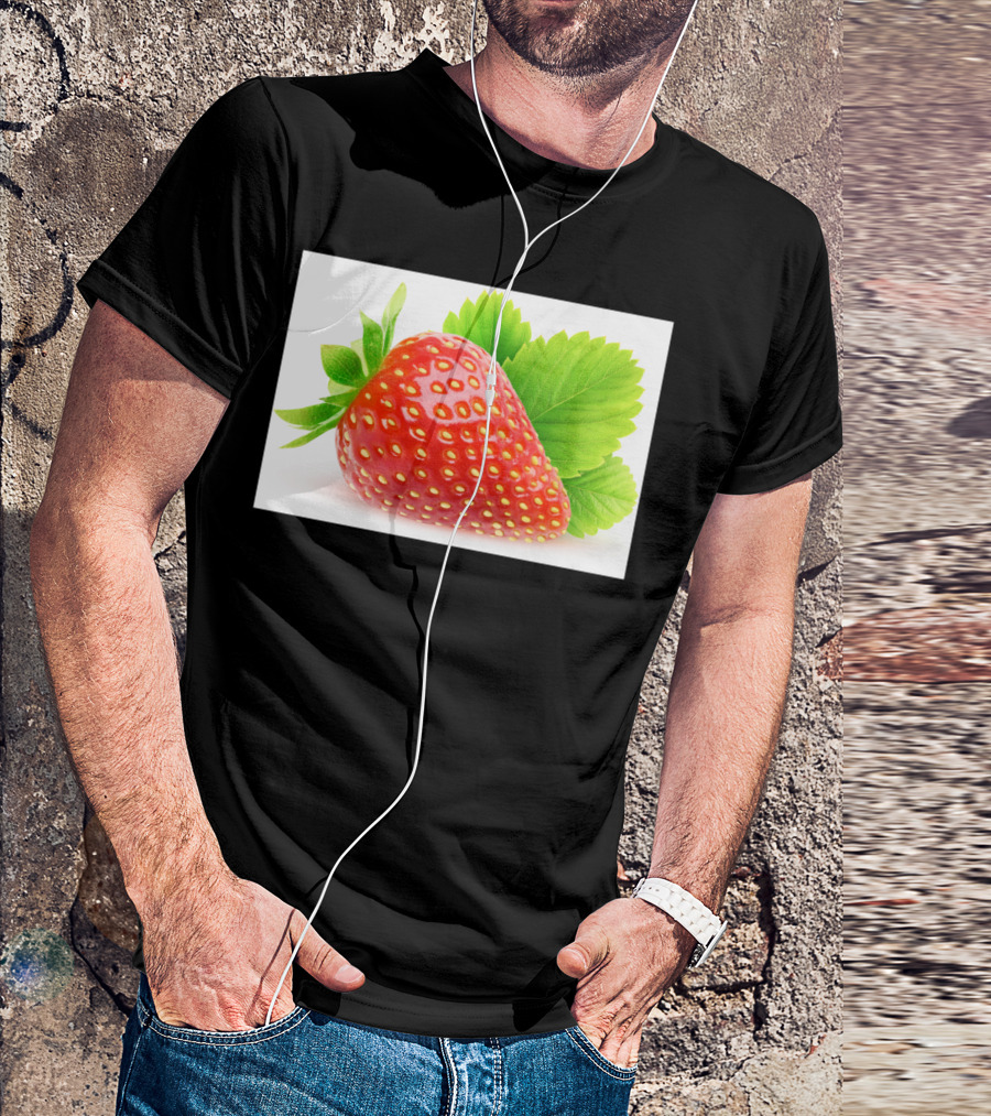 Strawberry Fruit With Green Leaves T-Shirt