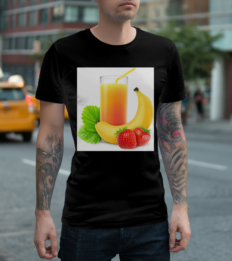 Strawberry Banana Fruit Drink With Fresh Bananas And Strawberries T-Shirt