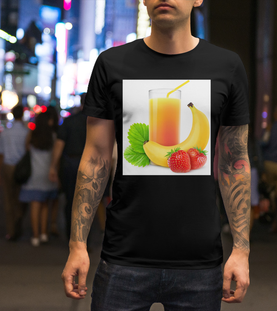 Strawberry Banana Fruit Drink With Fresh Bananas And Strawberries T-Shirt