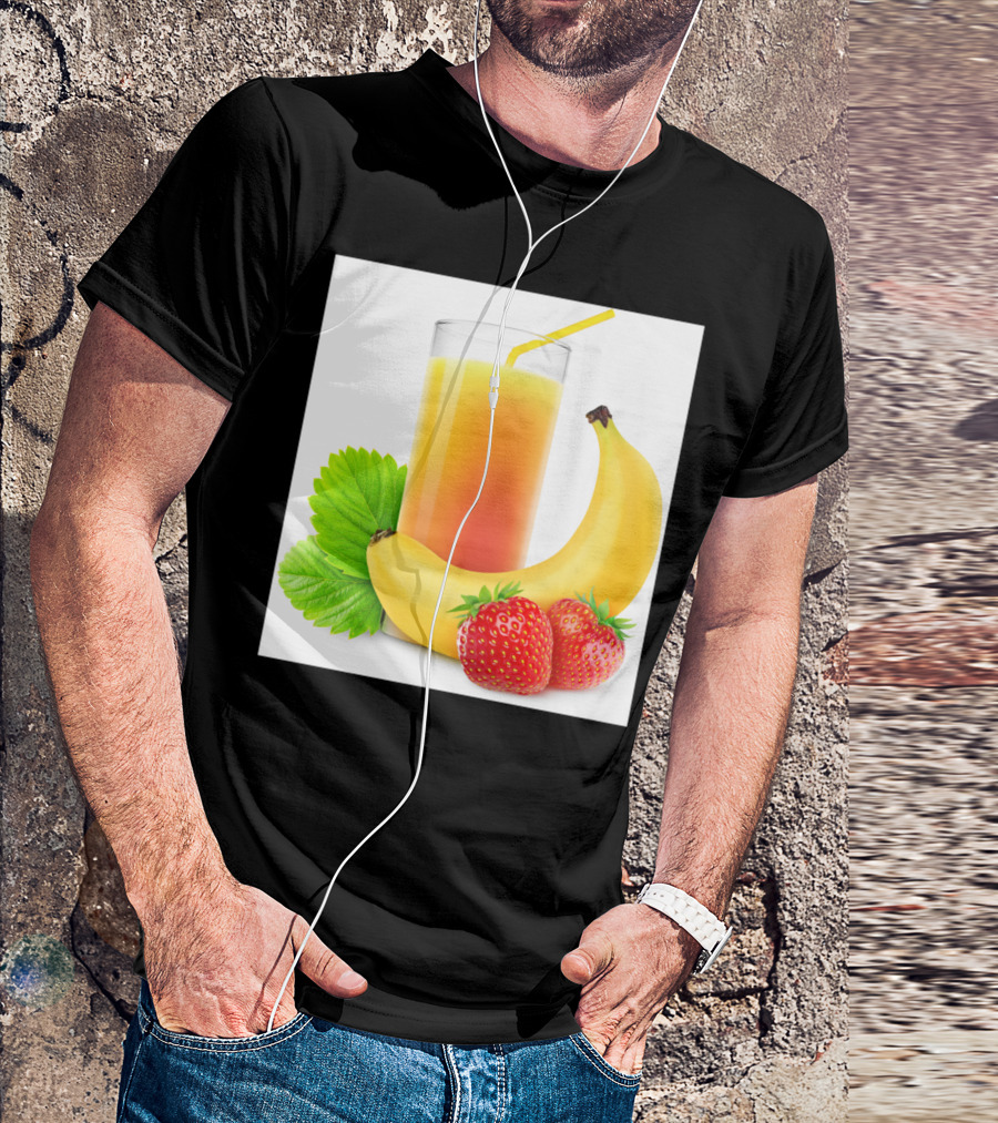 Strawberry Banana Fruit Drink With Fresh Bananas And Strawberries T-Shirt