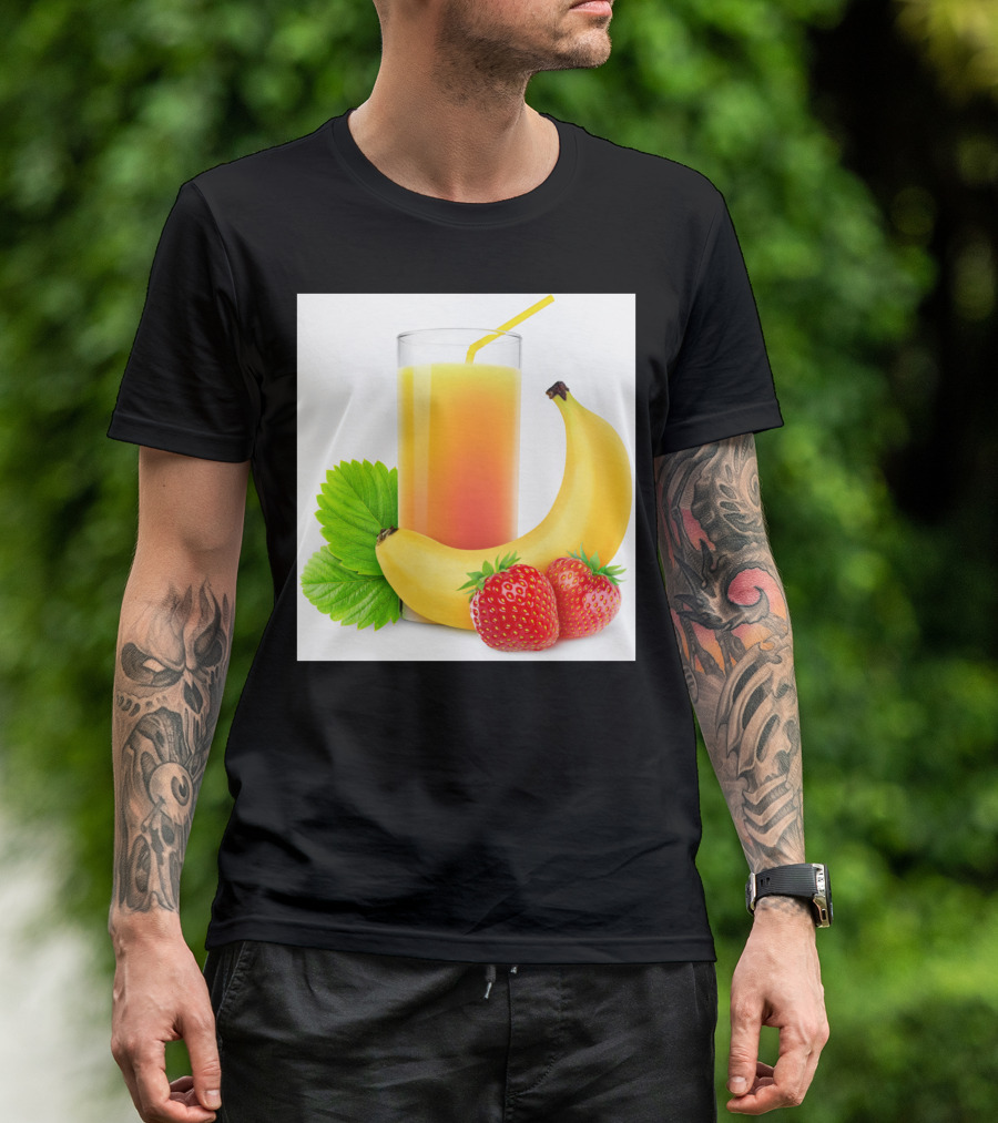 Strawberry Banana Fruit Drink With Fresh Bananas And Strawberries T-Shirt