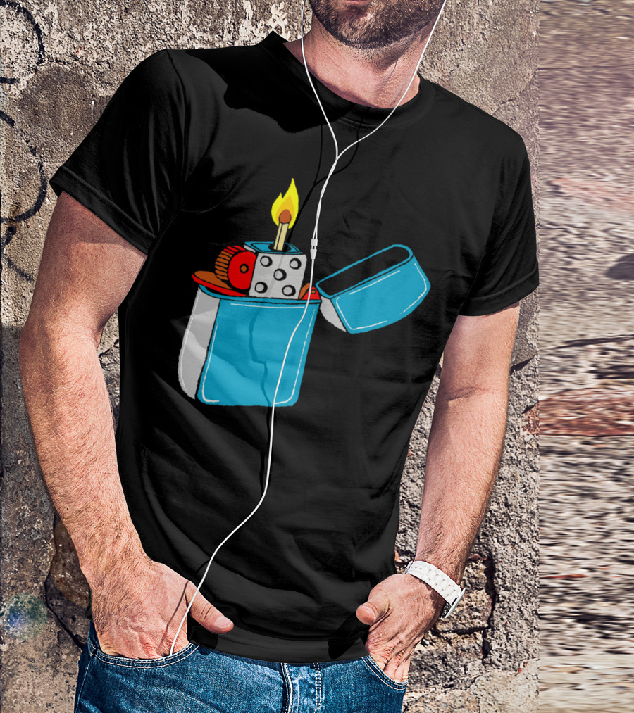 Flaming Matchstick Dice Lighter T-Shirt
