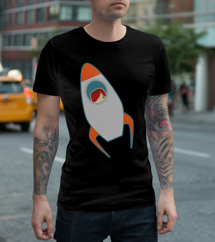 Pocket Rocket Redhead In Space Capsule T-Shirt