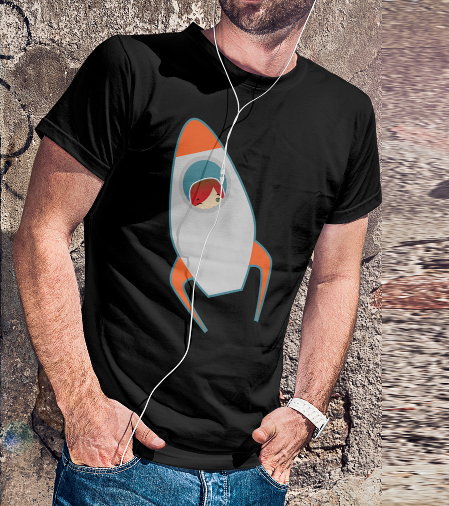 Pocket Rocket Redhead In Space Capsule T-Shirt