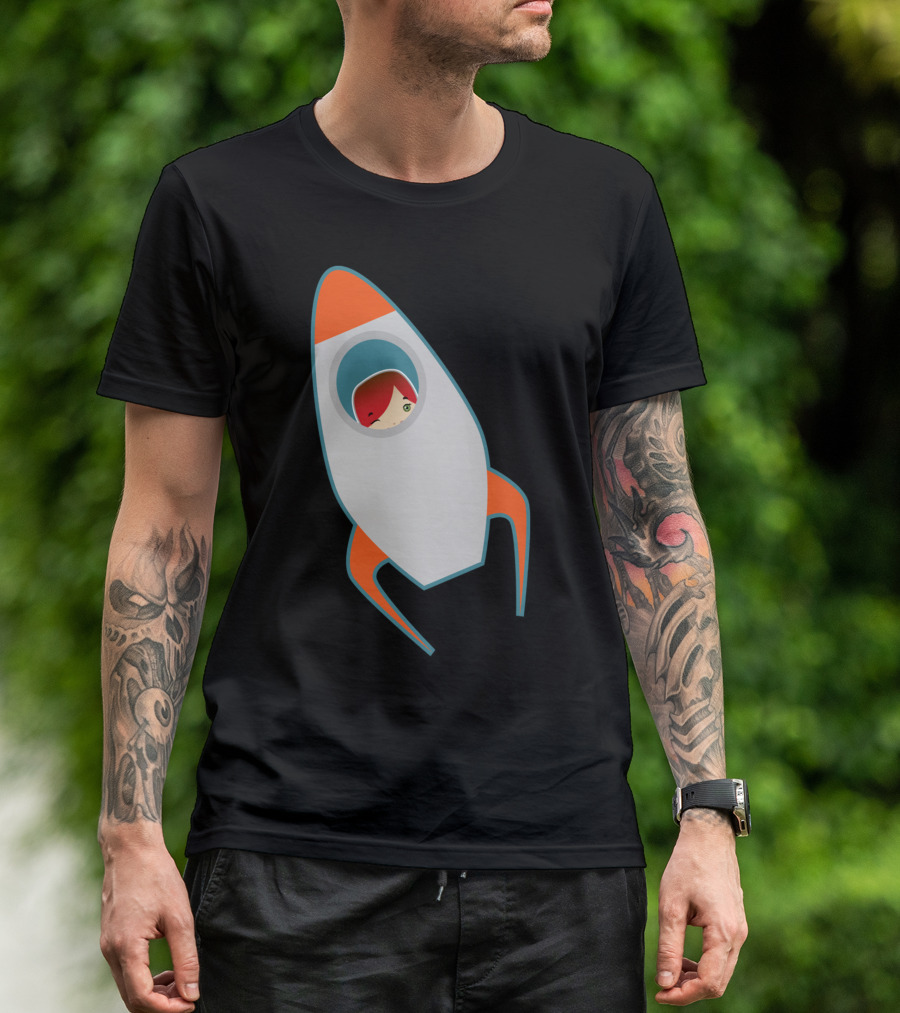 Pocket Rocket Redhead In Space Capsule T-Shirt