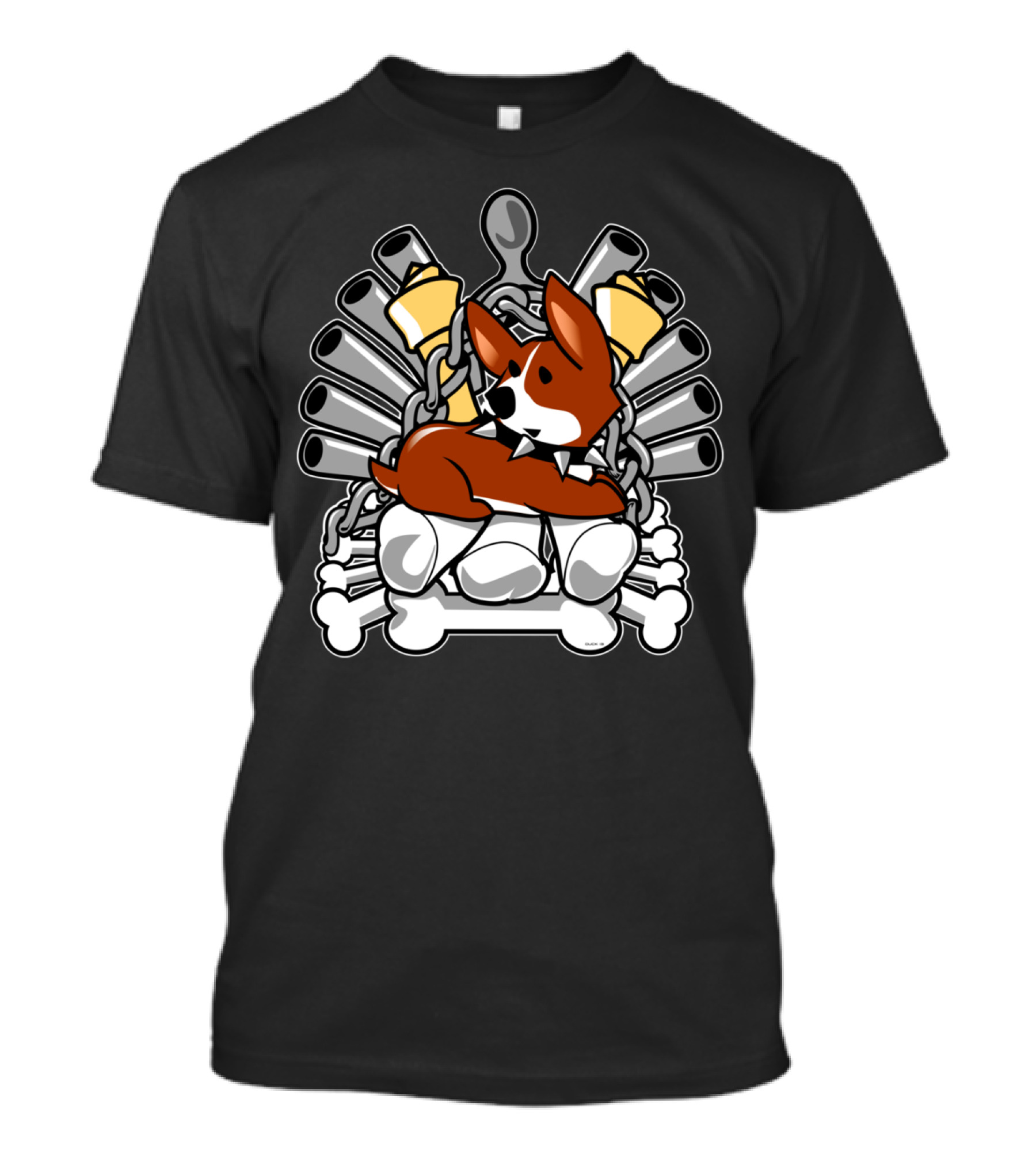 Corgi Paradise Throne With Bones And Chain Scepter T-Shirt