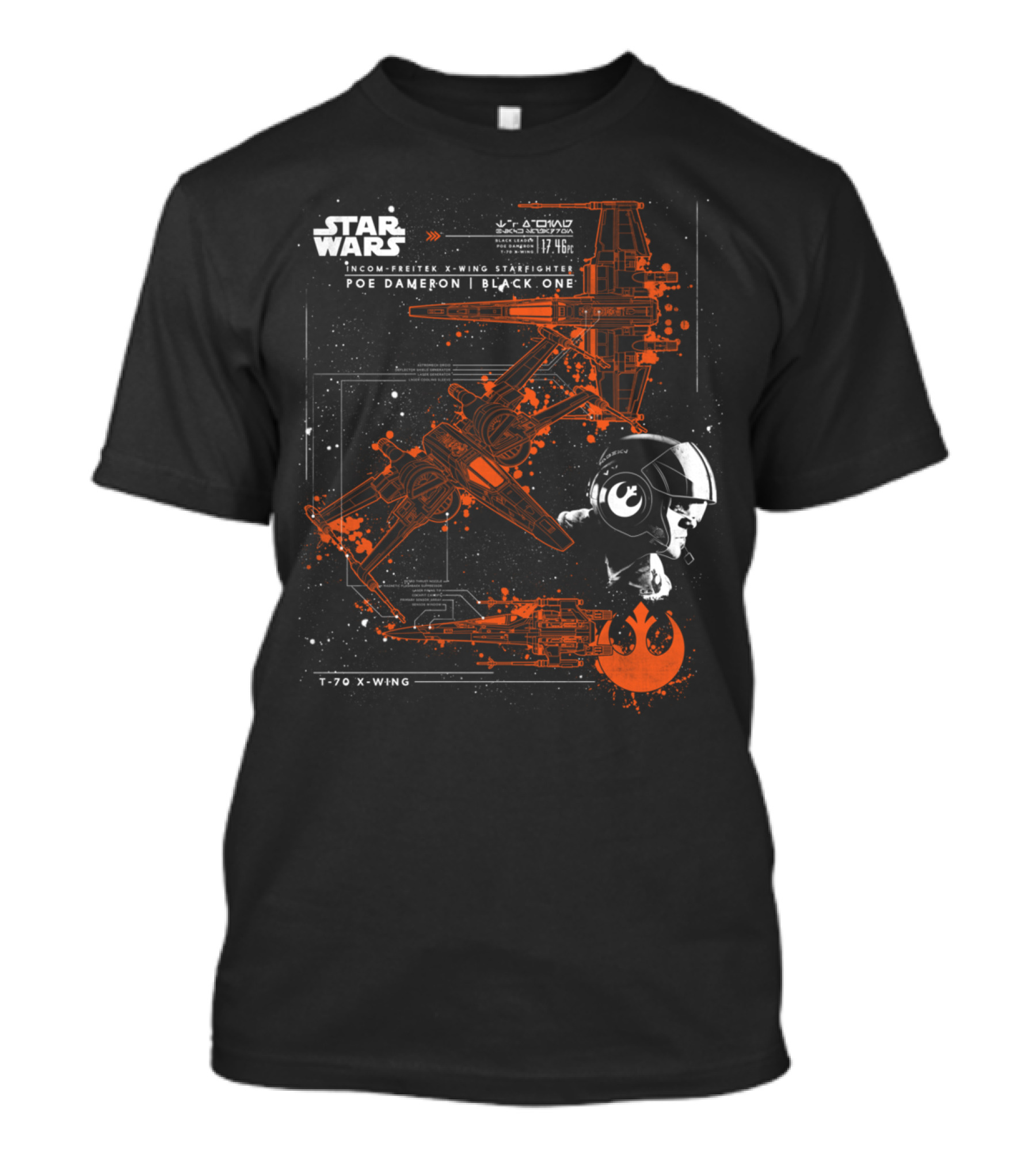 Star Wars Poe Dameron Black One T-70 X-Wing Starfighter T-Shirt