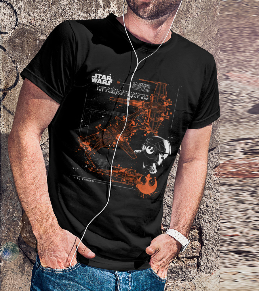 Star Wars Poe Dameron Black One T-70 X-Wing Starfighter T-Shirt