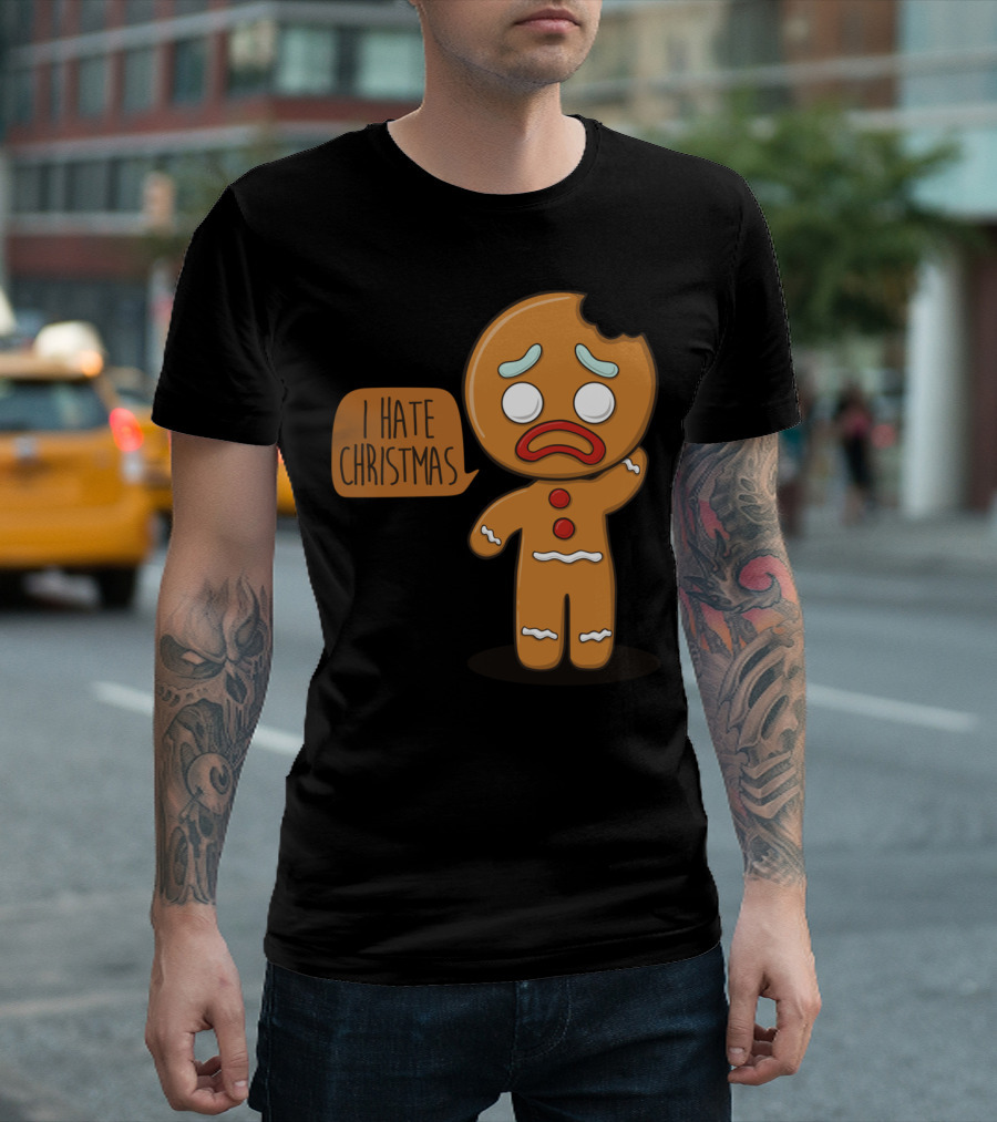I Hate Christmas Gingerbread Man with Broken Bite T-Shirt