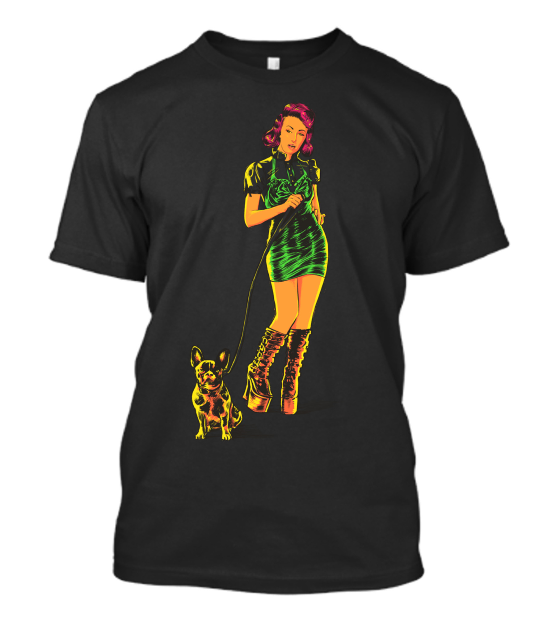 Morning Walk Pin-Up Style With Dog T-Shirt