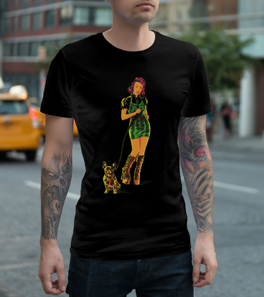 Morning Walk Pin-Up Style With Dog T-Shirt